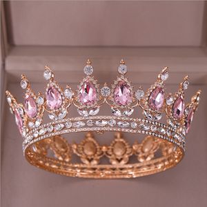 Emerald Headpieces Crystal Gold Color Chic Royal Regal Sparkly Rhinestones Tiaras och Crowns Brud Pageant Tiaras