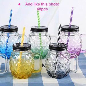 UPS Wholesale 16oz 500ml Colorful Crystal Diamond Glass Other Drinkware Drinking Cup with Cap Straws EE