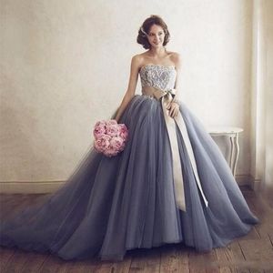 Skirts Bohemian 2022 Puffy Rigid Tulle Skirt For Bridal To Wedding With Train Ribbon Sash Bow Floor Length Tutu Ball GownsSkirts