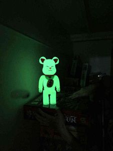 New 400% 28CM Bearbricklys Luminous Cat Bear Action Figures Cartoon Blocks Bear Dolls PVC Street Art Collectible Models Toys