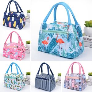 Storage Bags Fresh Cooler Portable Oxford Fabric Lunch Bag Food Insulated Reusable Picnic Bento Thermal Box Container Zipper Bag SN4726
