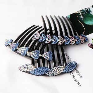 4inch Large Black Hair Clip Crystal Flower Barrettes Women Girls Plastic Hair Side Comb Claws Accessories