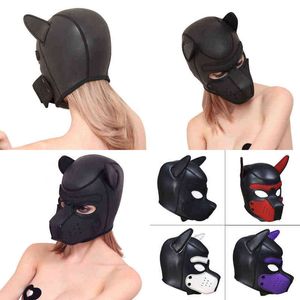 Nxy Sm Bondage Tlxt Sexy Bdsm Puppy Play Hoods Slave Rubber Pup Mask Fetish Adult Games Couples Sm Flirting Toys for Erotic 220426
