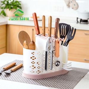 Kitchen Chopsticks Cage Spoon Storage Box Rack Fast Draining Water Cutlery Sponge Holder Dish Multifunction Y200429