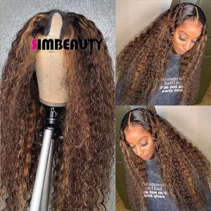Highlight Dark Chocolate Brown U Part Wig Human Hair No Leave Out Brazilian Kinky Curly V Parts Wigs for Women Jerry Curlys Wig Full Machine Made