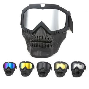 Motorcycle Cycling Protective Outdoor Eyewear Face Mask Skull Open Helmet Anti-UV Dust Helmets Goggles Vintage Men Balaclava Winter Ski