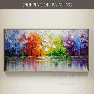 Wholesale vivid paintings for sale - Group buy Paintings Excellent Artist Hand painted High Quality Rich Colors Abstract Lake Oil Painting On Canvas Vivid Landscape