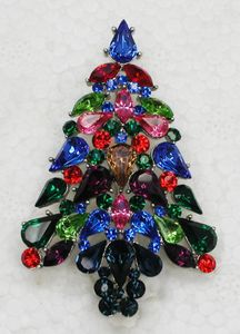 Broches de pinos 12pcs/lote atacado Broche de broche Rhinestone Marquise Tree Christmas Tree Pin C101552 SEAU22