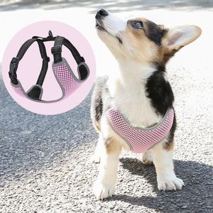 Dog Collars & Leashes Pet Harness Mesh Light Breathable Chest Back Leash Reflective Set Strap Kitten Puppy Dogs Vest Cat HarnessDog