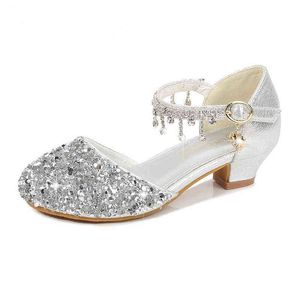 Kızlar Glitter Sandalet Çocuk Yüksek Topuklu Ayakkabılar Çocuk Performans Kristal Sandals Bebek Paybaşı Prenses Çocuk Ayakkabıları G220523