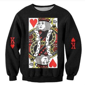Le Roi De Coeur achat en gros de NOUVEAU IMPRESSION DE LA MODE D Sweat shirt Jumper Red Heart Poker King Sweins Women Men Offits Hoodies Plus Taille WY02298S