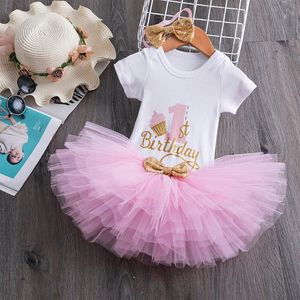 Bebê menina 1 ano aniversário tutu vestido para crianças meninas de 1º aniversário de batismo trajes de princesa para 12 meses meninas q1237i