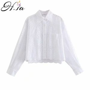 Hsa Fashion White Lace Patchwork Womens Tops And Blouses Summer Casual Office Women Tee Shirt Top Chemise Femme Blouse 210716