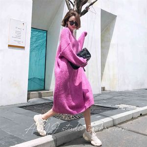 New Vintage Warm Autumn Sweater Women Dress Winter Long Sweater Knitted Dresses loose Maxi Oversize Lady Dresses Robe Vestidos 210322