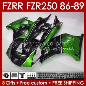 Fairings Kit For YAMAHA FZR250R FZR250 FZR 250 R RR 86 87 88 89 FZR-250 Body 142No.87 FZR250RR 86-89 FZRR FZR 250R 250RR FZR-250R 1986 1987 1988 1989 Bodywork green stock