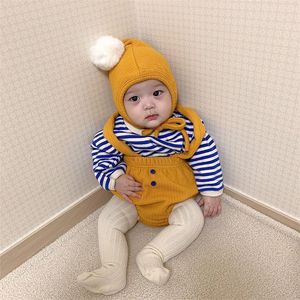 Milance Baby Clothing Set Korean Style Baby Boys Clothes Blus Bodysuit and Hat 3 PCS Baby Girls Suit LJ201223