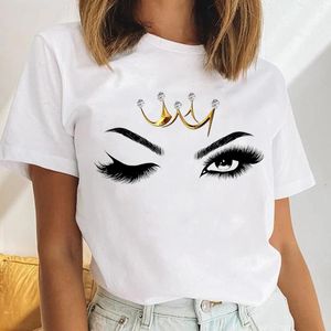 Kvinnor Eyelash Beach Holiday T-shirt Söt kvinnlig kort ärm tecknad tryck damer tees kläder toppar grafisk t-shirt