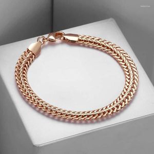 Łańcuch łącza 8 mm męskie bransoletka 585 Rose Gold wypełniona Foxail Fashion Biżuteria CB07link LARS22