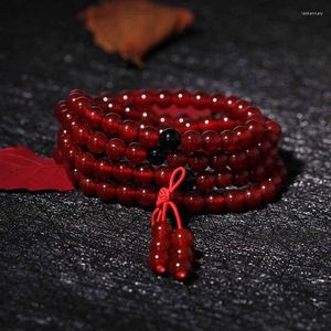 Beaded Strands Buddhist Meditation Prayer Mala Fashion 6mm Red Carnelian Bracelet For Girls Lars22