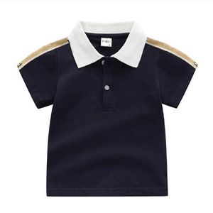 2022 Sommar Nya Pojkar Kortärmad T-shirt Designer Baby Toppar Färg matchande 100% bomull Lapel Girls Casual Poio Shirt