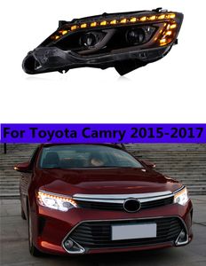 Светодиодные фары для Toyota Camry 15-17 DRL, фары, ходовые огни, указатель поворота, галогенные лампы «ангельские глазки», линзы дальнего/ближнего света
