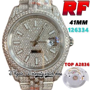 RRF V4 ew126334 A2824 Relógio masculino automático jh126300 bl126333 Marcadores de bastão com incrustações de diamante Dial 41MM 904L Aço inoxidável Iced Out Diamond Bracelet Relógios da eternidade