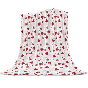 毛布の赤い愛の花のパターンベッド用の毛布マイクロファイバーフランネル暖かいソファの寝具ベッド