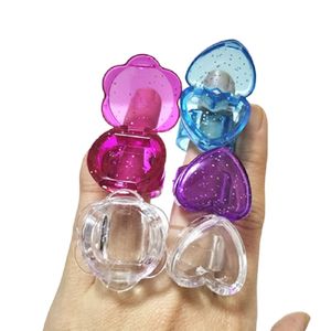 Lege hartvormige heldere oogschaduwkastverpakkingsdoos schattige elegante mini -ring bloemvormige lippenstift cosmetische compacte plastic klein monster lippenbalsemboxen