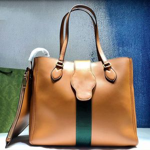 Double Letter Tote Bag Shopping Bags Handbag Tote Fashion Shoulder Strap Smooth Leather Cowhide Green Fabric Women Crossbody Purse High Quality