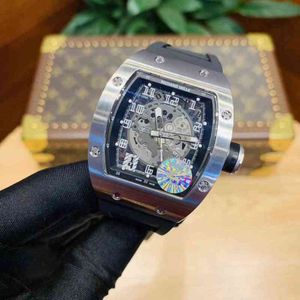 Rms010 Richamill Watch Date Fully Automatic Mechanical Movement Sapphire Mirror Imported Rubber Watchband Original Folding Buckle