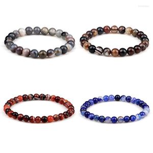 Beaded Strands 2022 Natural Onyx Stone Armband Färgglada chakra agater för män Kvinnor Yoga Balance Prayer Stretch smycken INTE22
