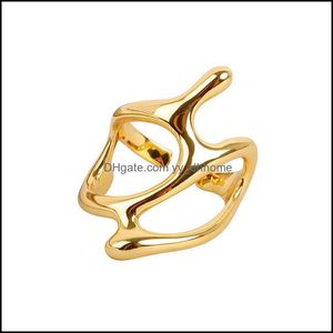 Band Rings Jewelry 925 Sterling Sier coreano anel estreito vintage feminino feminino de abertura handmade de ouro Diretor de dedo oco Drop 2021