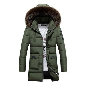 All'ingrosso-2022 arrivo giacca invernale da uomo in cotone imbottito lungo spesso caldo casual con cappuccio maschile con collo in pelliccia cappotto 125wy