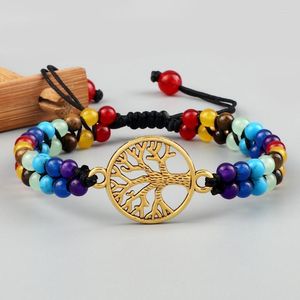 Fios de miçangas feitas à mão homens homens árvore da vida charme braceletsbangle miçangas naturais de pedra trançada yoga reiki jóias de pulseira para fa