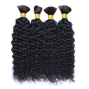 Ali Magic Brazilian Braiding Hair Bulk No Weft 100g Brazilian Braiding Hair Extensions 1 Bundle Deep Curly Wave Natural Black color