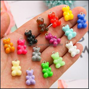 10 pcs Candy Color Gummy Mini Urso Encantos Para DIY Fazendo Brincos Bonitos Pingentes Colares Jóias Encontrando Acessórios 12 * 21mm Drop Delivery 2