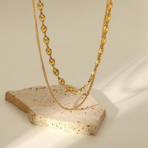 Collane a sospensione a doppio strato cavo carena in acciaio in acciaio in acciaio gioiello impermeabile 18k oro gold non appannarsi