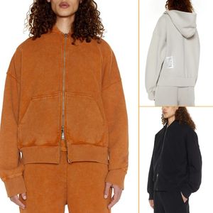 3x色オレンジブラックとグレーのスウェットシャツ秋のメンズ衣料ジッパーファッション格子模様の長袖のアウターウェアレディースソリッドカラーフード付きセータージャケット