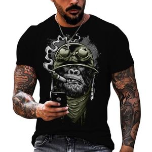 Motociclista camiseta para homens roupas gorila macaco motocicleta chopper bobber escola homens manga curta impresso camisa masculina homme 220712