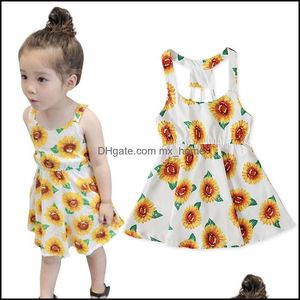 Vestiti per ragazze Vestiti per bambini Vestito con stampa floreale Bambini Senza maniche Girasole Principessa Estate Versione coreana Fashi Mxhome Dhtnw