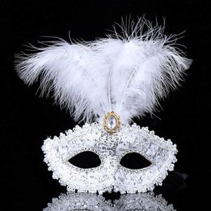 On Sale Multi Color Half Face Gold Plating Fluff Feather Party Mask For Venetian Masquerade Ball Carnival Dance
