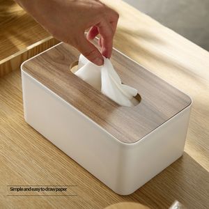 Wooden Tissue Holder Household Paper Towel Storage Box Removable Case bote mouchoirs Lagerung Boxes for Home Office 220523