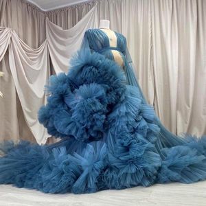 Casual Dresses Real Images Puffy Ruffled Maternity Tulle Robes Any Color Custom Made Long Sleeves Big Rulffles Pregnancy Po Shoot