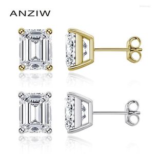 Stud Fashion 925 Sterling Silver Emerald Cut Orecchini Orecchino Donna Wedding Ear Buckle Lady Party Jewery GiftStud Kirs22