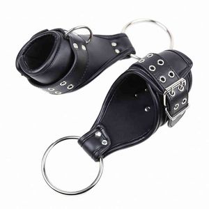 Nxy sexo adulto adulto couro tornozelo suspensão de punho de punho de suspensão BDSM Bondage Strap Mantenha suspensa pendurando algemas para o produto 0507