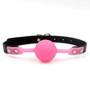 sexy Toys for Couples Flirting Adult Games Mouth Stuffed Bondage Oral Fixation PU Leather Band Silicone Ball Gag
