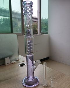 Light Purple Beautiful 14 inch Glass Bong Hookahs with Bowls Water Recycler Percolators Smoking Pipes with Female 14mm Joint