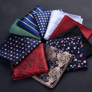 Fashion Pocket Square Green Navy Colorful Handkerchief 22 22cm Silk Floral Striped Paisley Hanky Suit Mens Business Wedding
