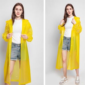 Fashion PEVA Women Man Raincoat Thickened Waterproof Rain Poncho Coat Adult Clear Transparent Camping Hoodie Rainwear Suit 220718