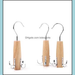 Cedar Belt Spinner Wooden Hangers Log ColorNo Painting Lenght:20.5Cm Wide:3.30Cm Weight:300G 4 Or 6 Stainless Steel Hooks Drop Delivery 202